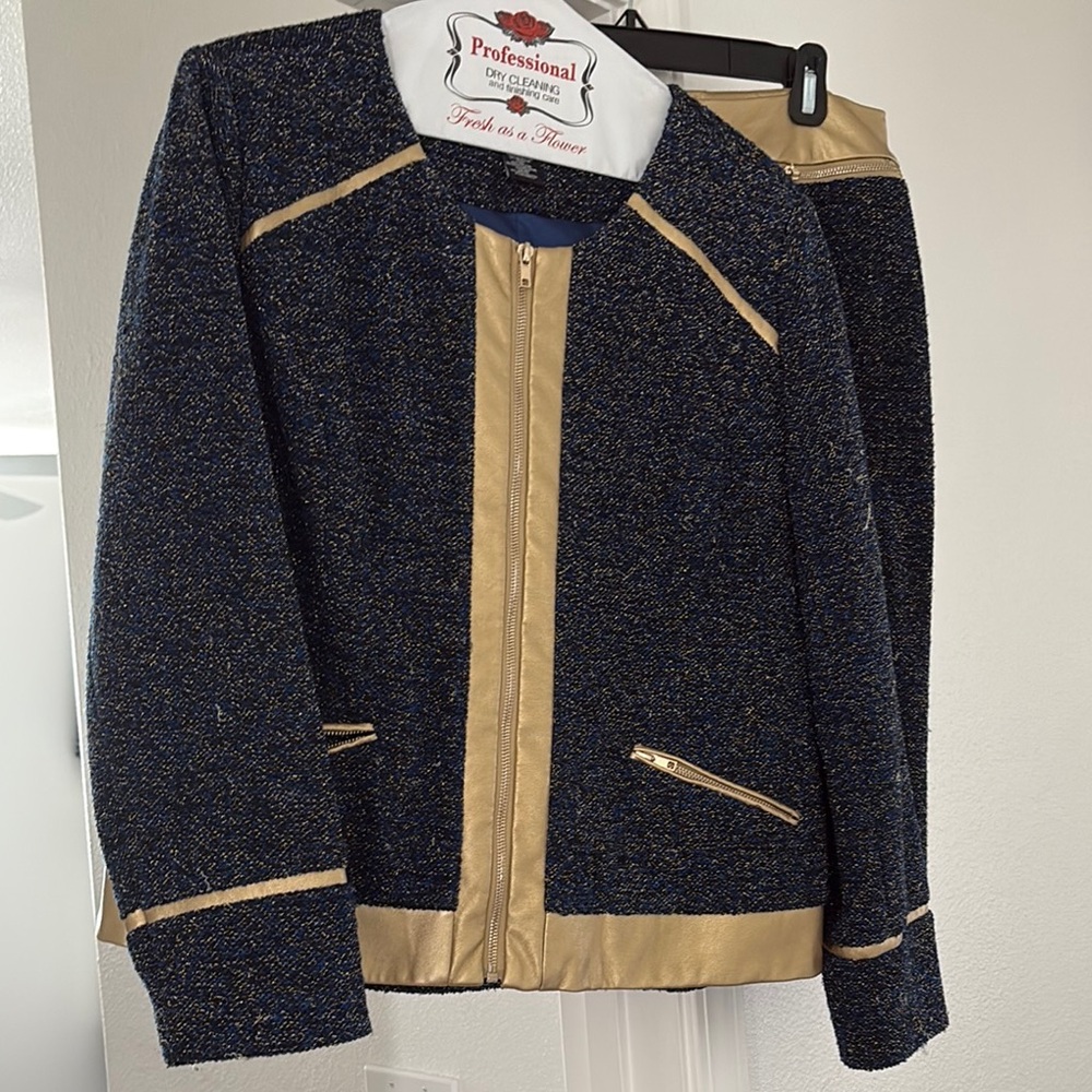Ashro Blue and Gold Skirt Suit